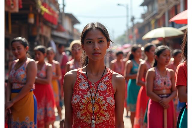 A vibrant local festival with people celebrating